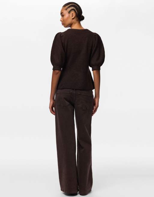 Pieces strikket cardigan i hot fudge, 2 af 7