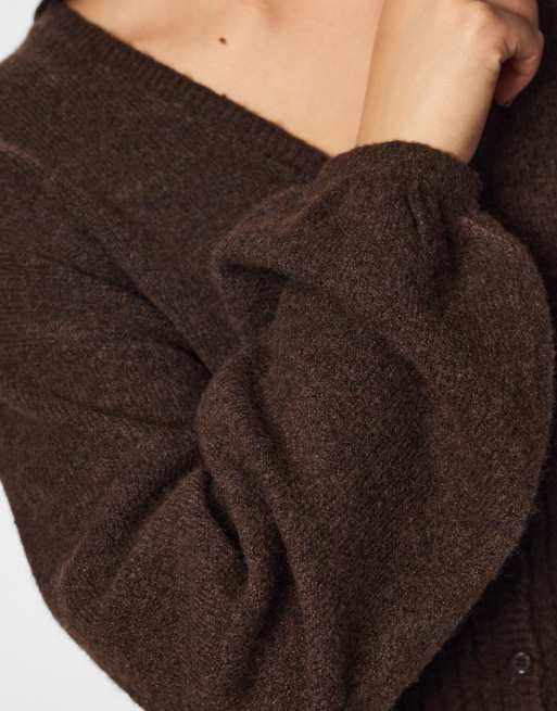 Pieces strikket cardigan i hot fudge, 4 af 6