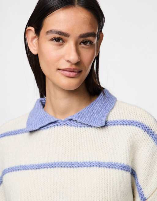 Pieces - Strikket hvid pullover