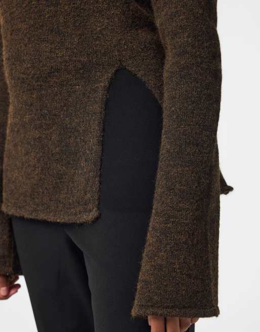 Pieces strikket pullover i fudgebrun, 4 af 6