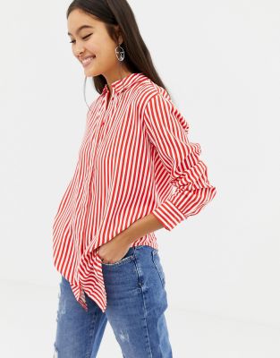 Pieces Striped Oversized Shirt | ASOS