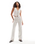 [Pieces] Pieces structured jersey high waisted pants in silver grey (part of a set) XL Silver Grey