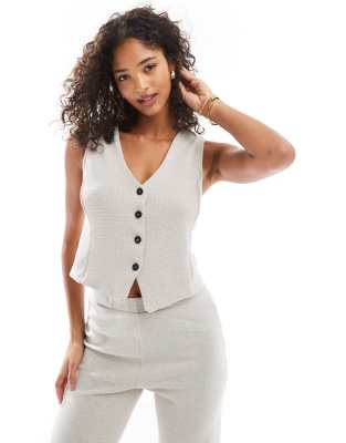 structured jersey vest in silver gray - part of a set