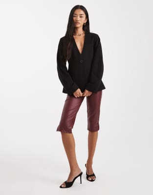 Pieces Structured Tailored Blazer In Black