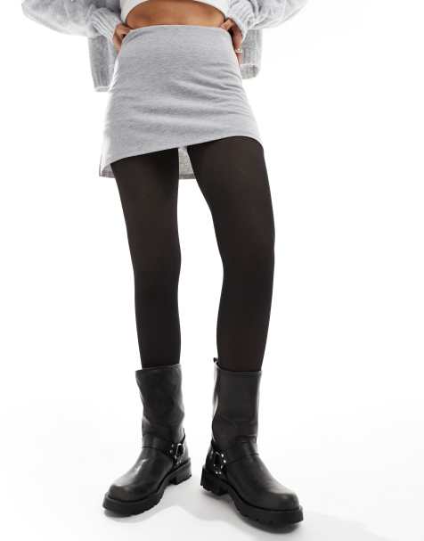 Pieces – Strumpfhose in Schwarz mit Fleece-Futter - view 1