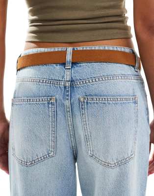 Pieces Suede Gold Double Buckle Belt