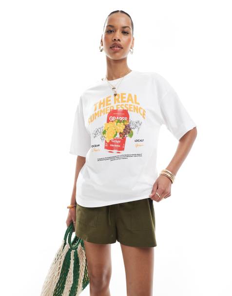 Pieces – Summer Essentials – Vit t-shirt i oversize - view 1