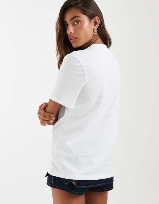 PIECES summer market oversized t-shirt in white, 4 of 4