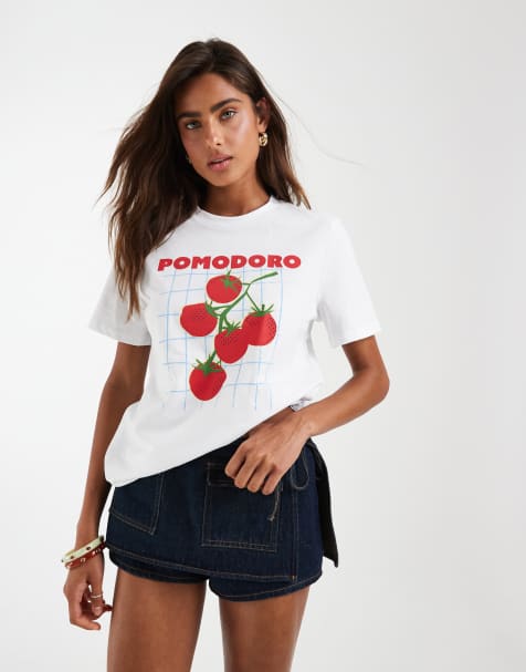 Pieces - Summer Market - Oversized T-shirt in wit - view 1