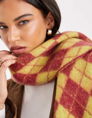 Pieces Super Soft Argyle Plaid Scarf In Multi