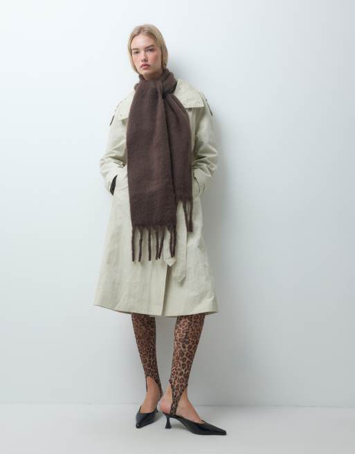 Pieces super soft long tassle scarf in chocolate brown, 2 of 3