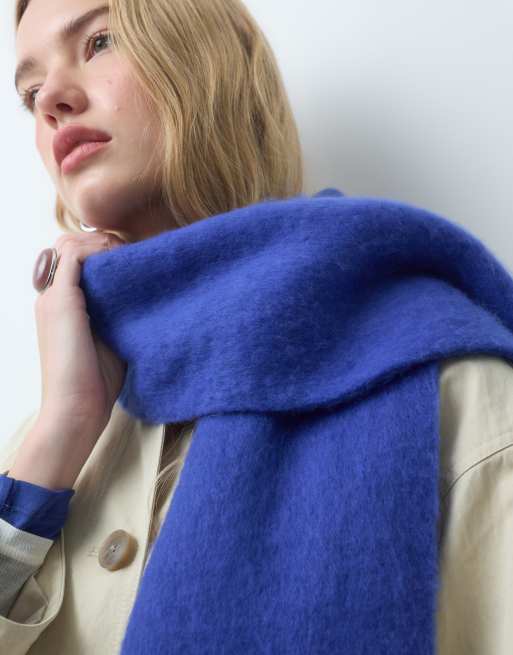 Pieces super soft long tassle scarf in dark blue, 3 of 3