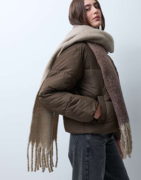 Pieces super soft tassel scarf in brown ombre - view 1