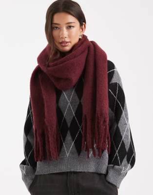 Pieces Super Soft Tassel Scarf In Red