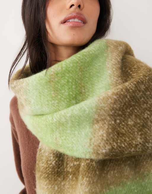 Pieces super soft tassel scarf in green ombre, 2 of 3