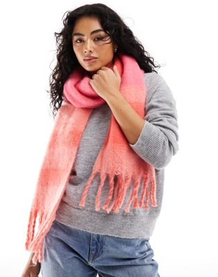 super soft tassel scarf in hot pink
