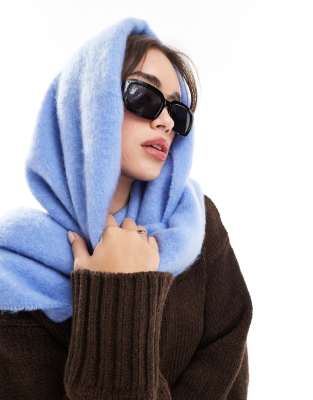 Pieces Pieces super soft tassel scarf in hydrangea blue