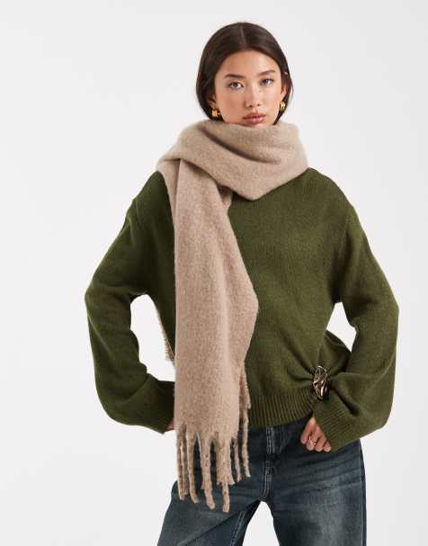 Pieces super soft tassel scarf in silver mink - view 1