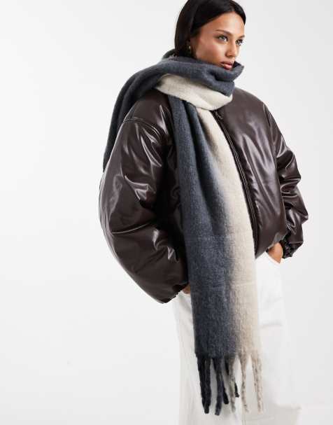 Pieces super soft tasseled scarf in neutral stripes - view 1