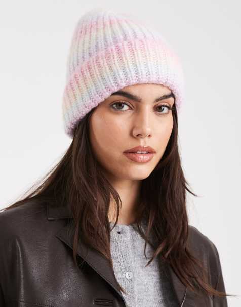 Pieces – Superweiche Strickmütze mit pastellfarbenen Streifen - view 1