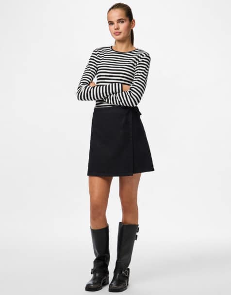 Pieces – Svart minikjol i denim - view 1