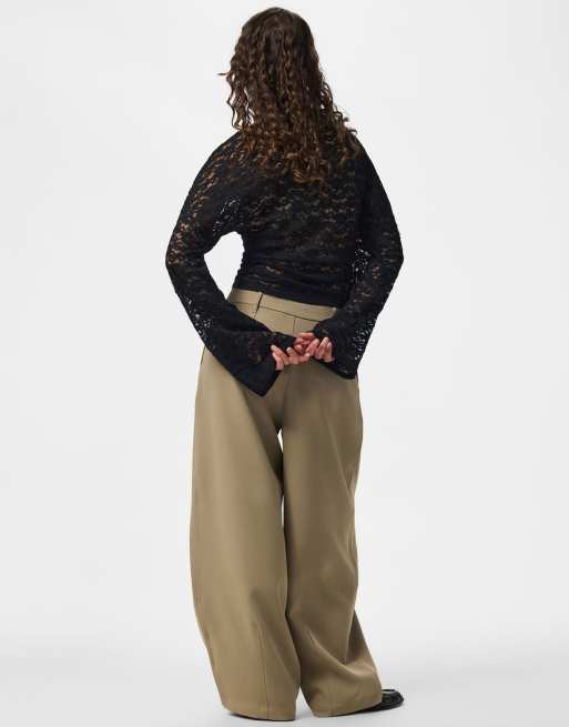 Pieces – Svart topp med långa ärmar, 2 av 6