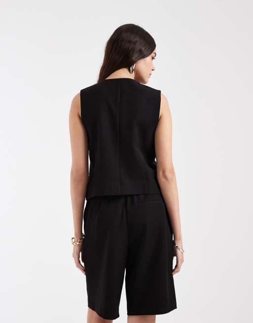 Pieces – Svarta, figursydda shorts i lång modell, del av set, 5 av 5