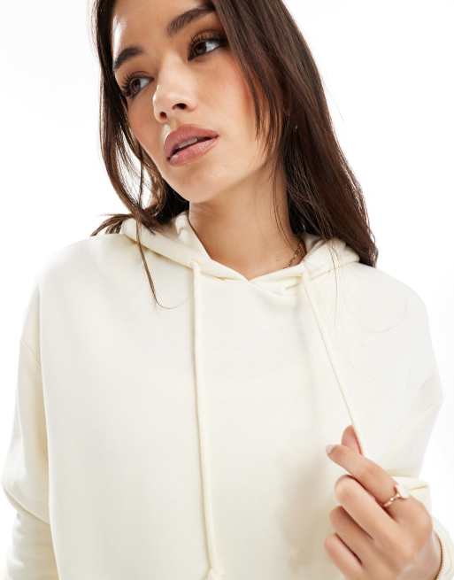 Pieces sweat hoodie co-ord in neutral beige, 2 of 4