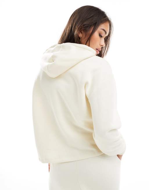 Pieces sweat hoodie co-ord in neutral beige, 3 of 4