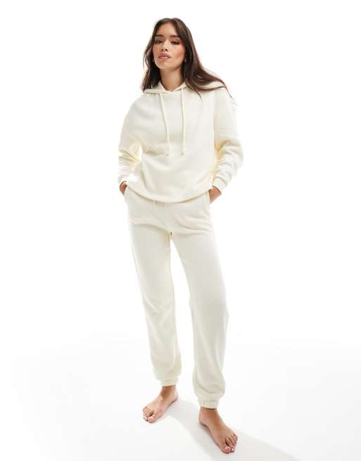 Pieces sweat hoodie co-ord in neutral beige, 4 of 4