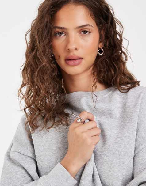 Pieces - Sweat oversize d'ensemble - Gris clair chiné - view 1