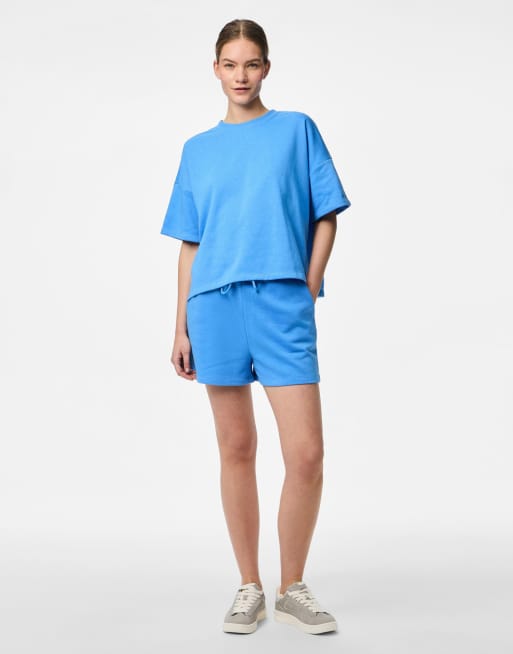 Pieces – Sweat-Shorts in Azurblau