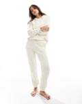 [Pieces] Pieces sweat trackies with tie waist in neutral beige (part of a set)-White XL BEIGE