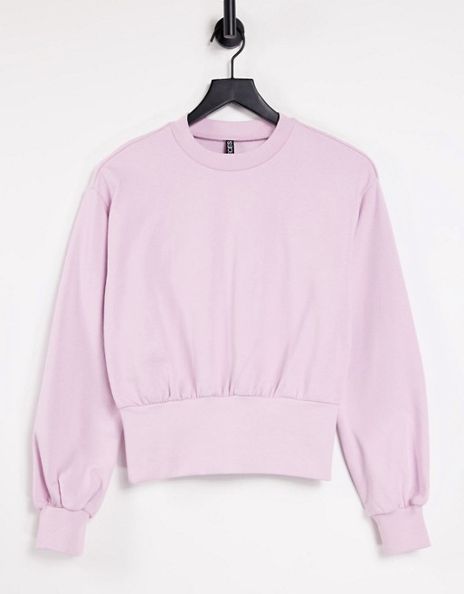 Pieces sweater with deep waistband in pink