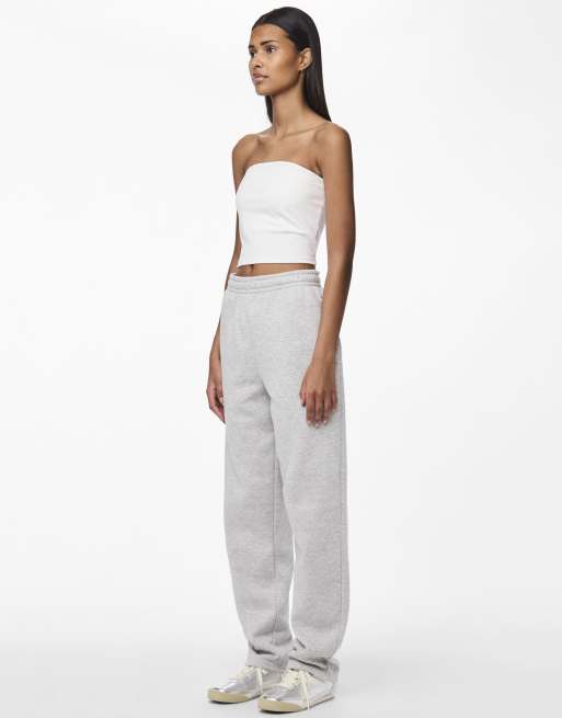 Pieces - Sweatpants in lichtgrijs gemêleerd