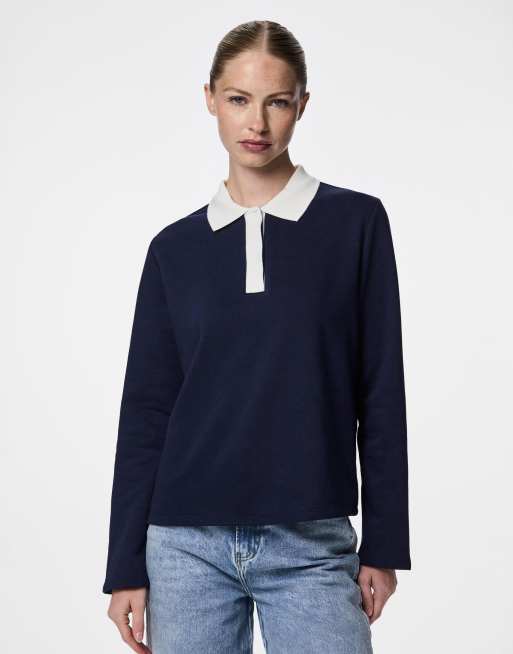 Pieces – Sweatshirt in Maritimblau