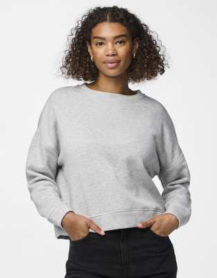 Pieces - Sweatshirt in meliertem Hellgrau