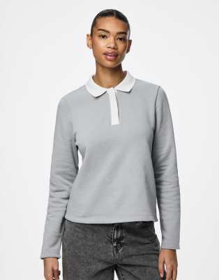 Pieces - Sweatshirt in Silbergrau