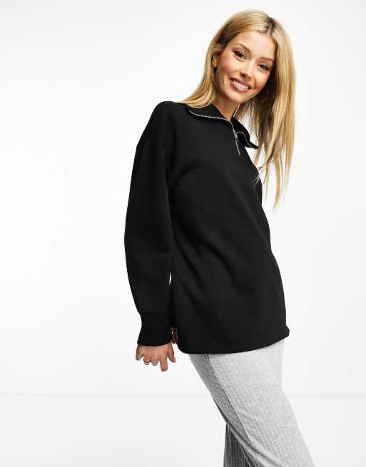 Pieces - Sweatshirt met korte rits in zwart