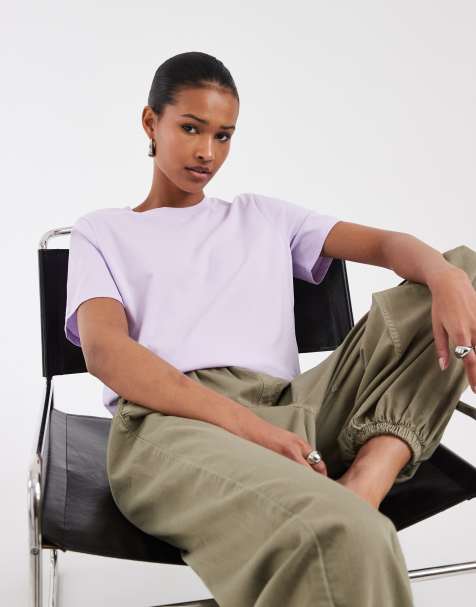 Pieces – T-Shirt aus Jersey in Pastellflieder - view 1