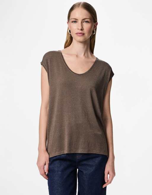 Pieces - T-shirt color marasca, 1 di 7