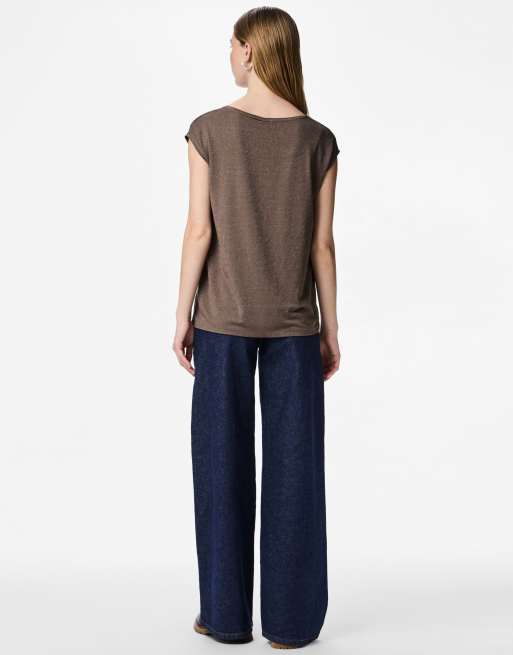 Pieces - T-shirt color marasca, 2 di 7