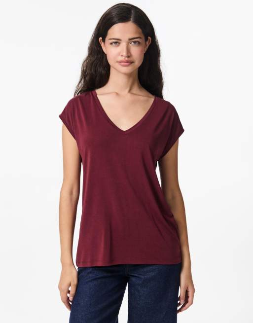 Pieces - T-shirt color tawny port, 1 di 6