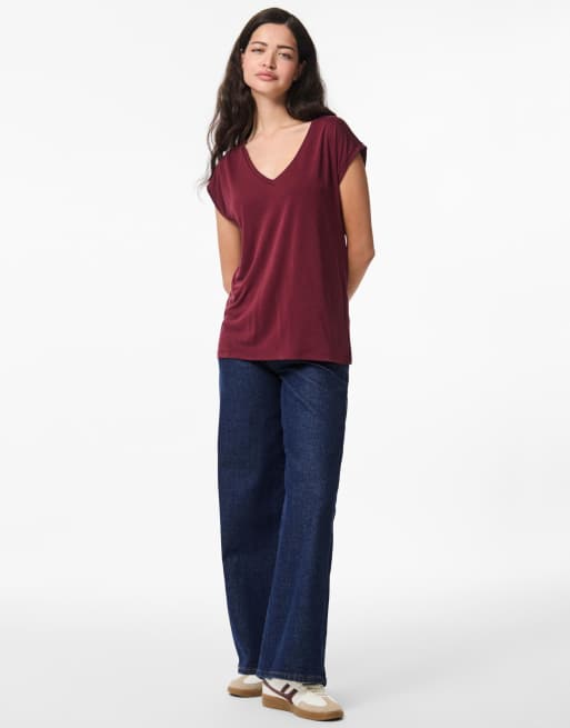 Pieces - T-shirt color tawny port, 3 di 6