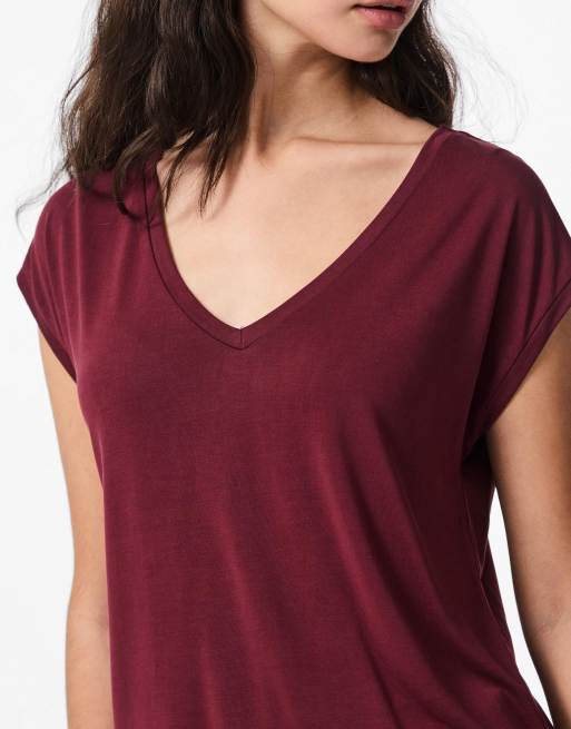 Pieces - T-shirt color tawny port, 4 di 6