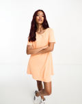 Pieces t-shirt dress in orange