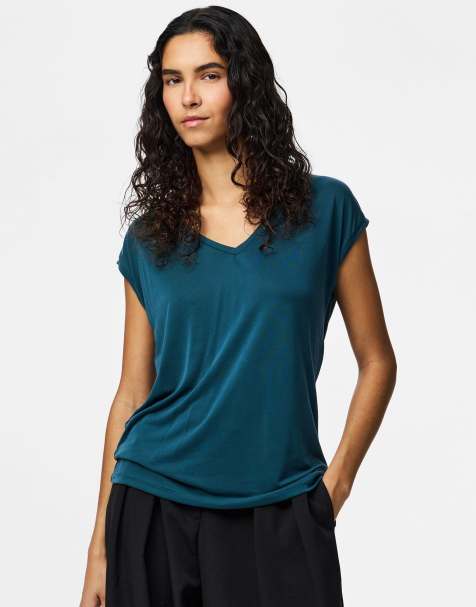 Pieces - T-shirt in blauw - view 1