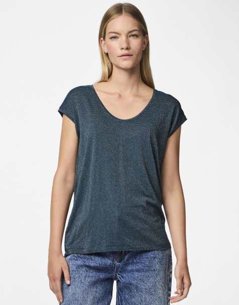 Pieces - T-shirt in blauw - view 1