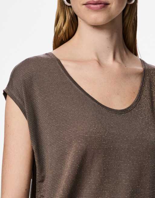 Pieces – T-Shirt in Morchelbraun, 4 von 7