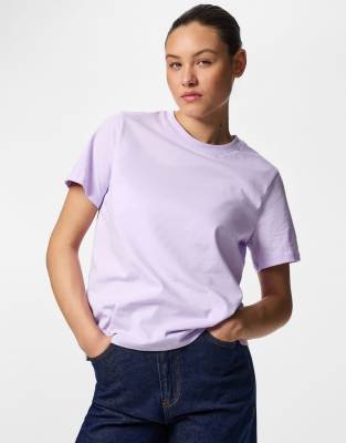 Pieces - T-Shirt in Rote-Bete-Lila-Violett
